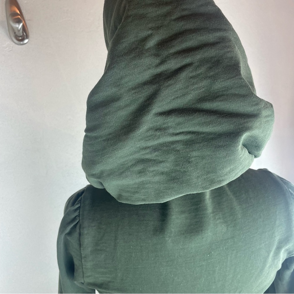 Olive Green Women's Zip Hoodie Sweatshirt - Picture 14 of 16